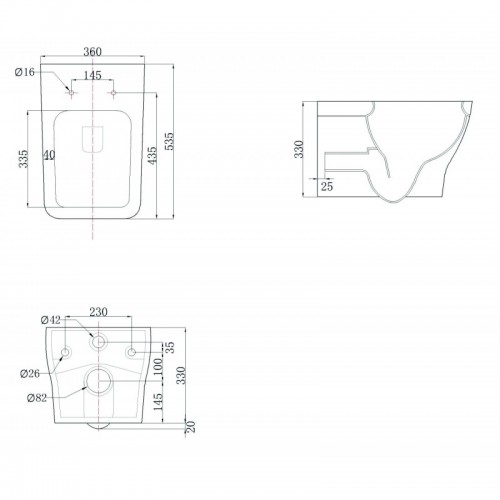Стенна тоалетна чиния ICC 5320 PVC SEAT